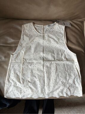 Zara Eyelet Shell Top - Cream